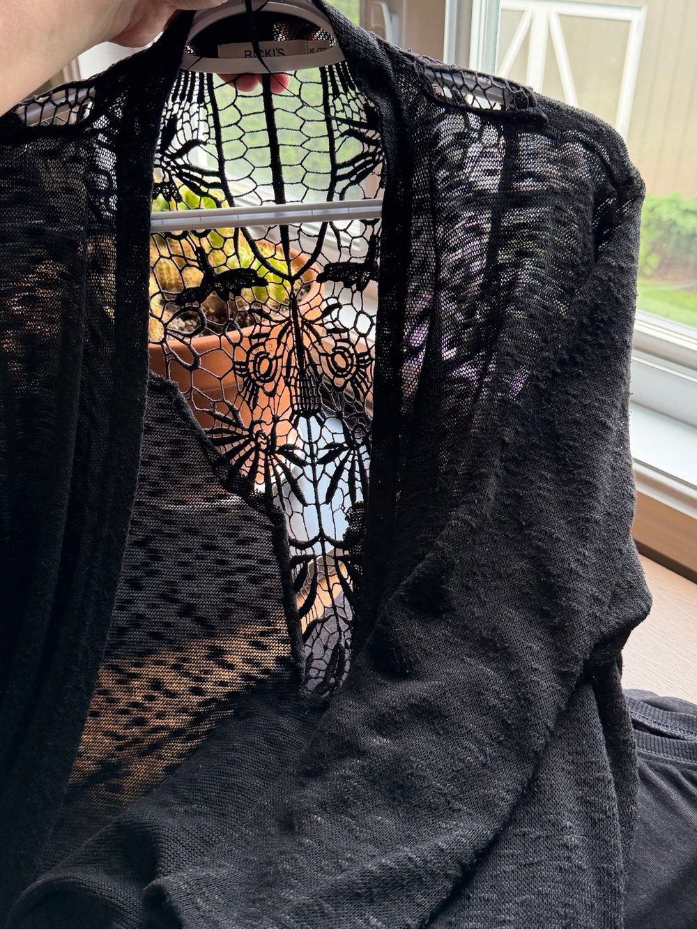 Ricki's Black Lace Open Weave Cardigan - Picture 6 of 6